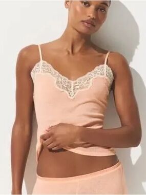 SKIMS Peach Lace-Trim Tank Top